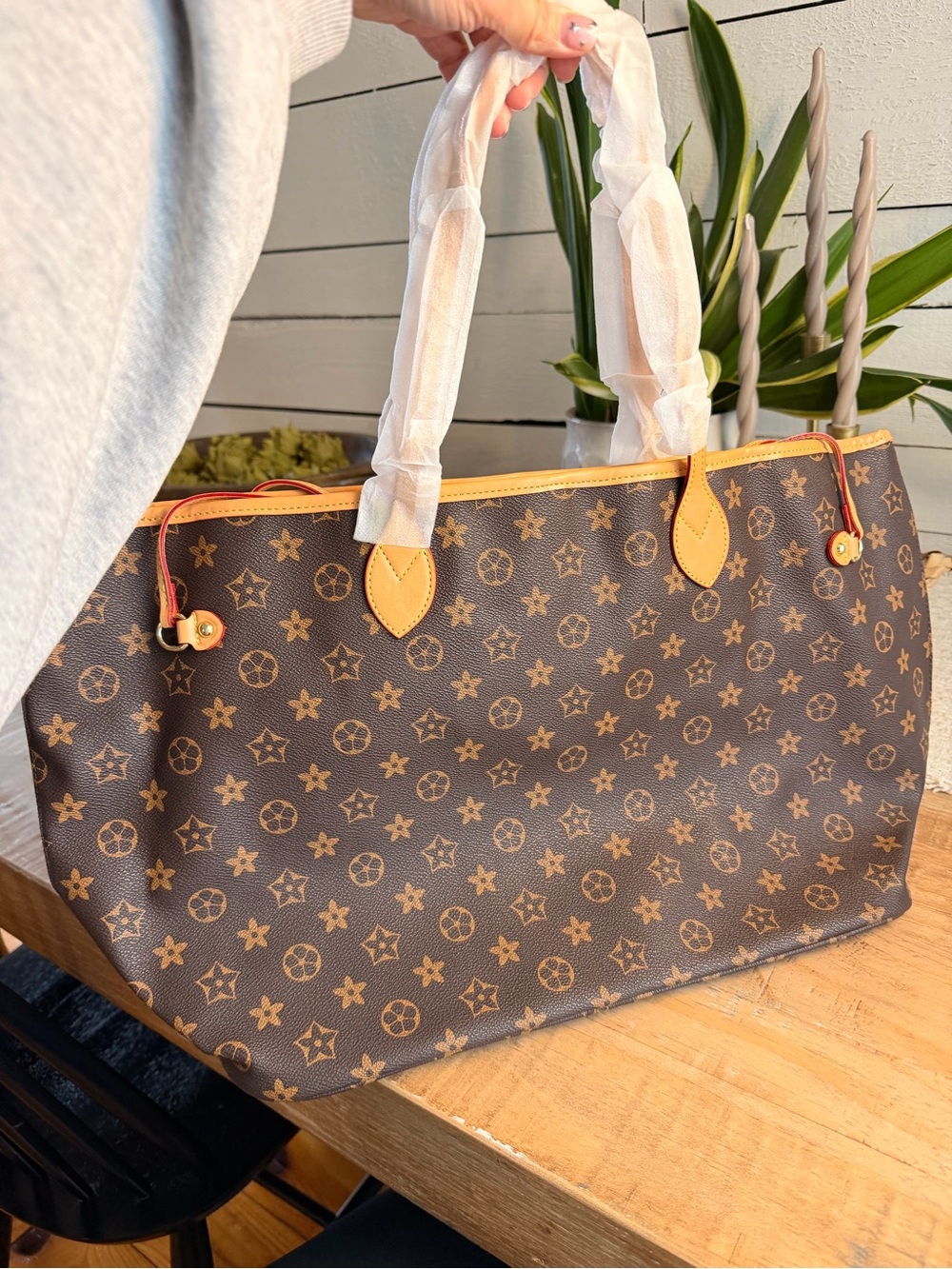 Luxury Brown Monogram Tote Bag - Designer Style